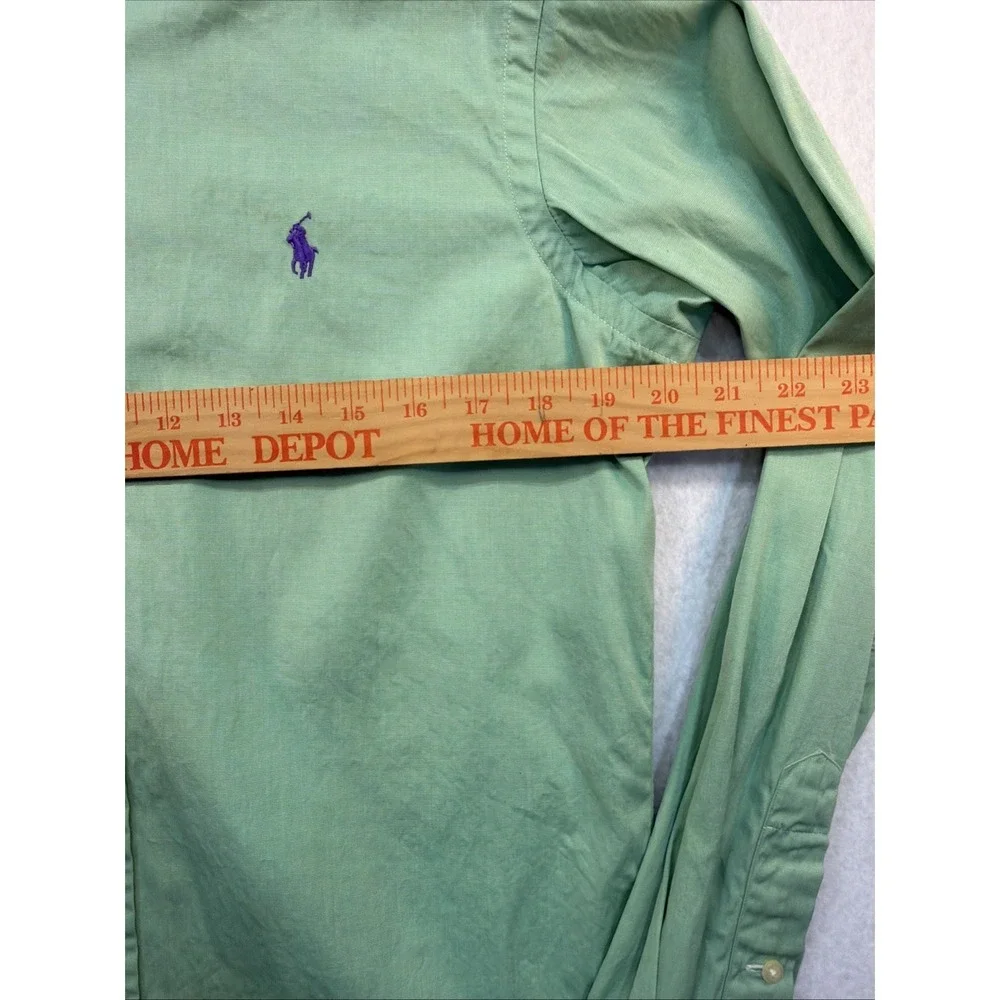 Polo Ralph Lauren Men Green Classic Fit LS Shirt Size 15 32/33